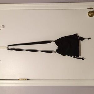 Free People Black Suede Drawstring Shoulder Bag